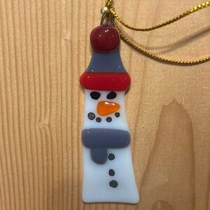 Fused glass snowman ornament